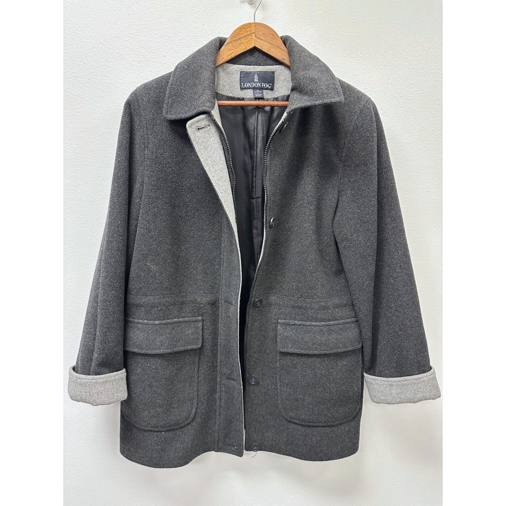 Vintage London Fog Wool Mid Length Car Coat Gray M